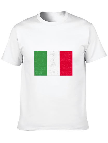 Italy Flag Graphic Tee - Black Cotton Blend