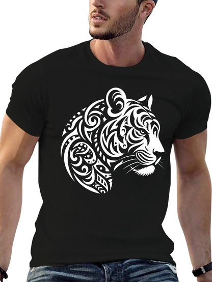 Tribal Tiger Graphic Tee - Bold Black T-Shirt