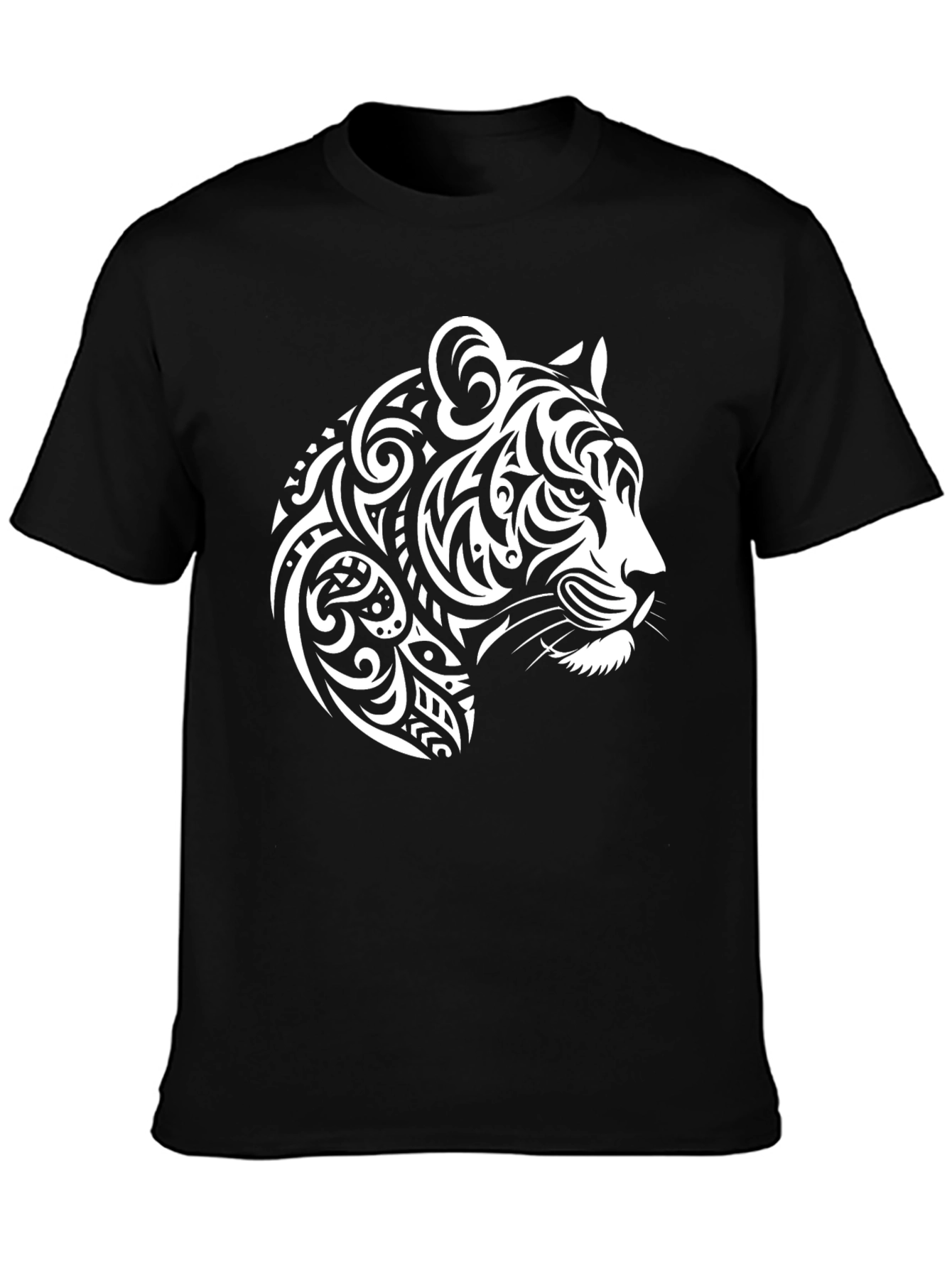 Tribal Tiger Graphic Tee - Bold Black T-Shirt