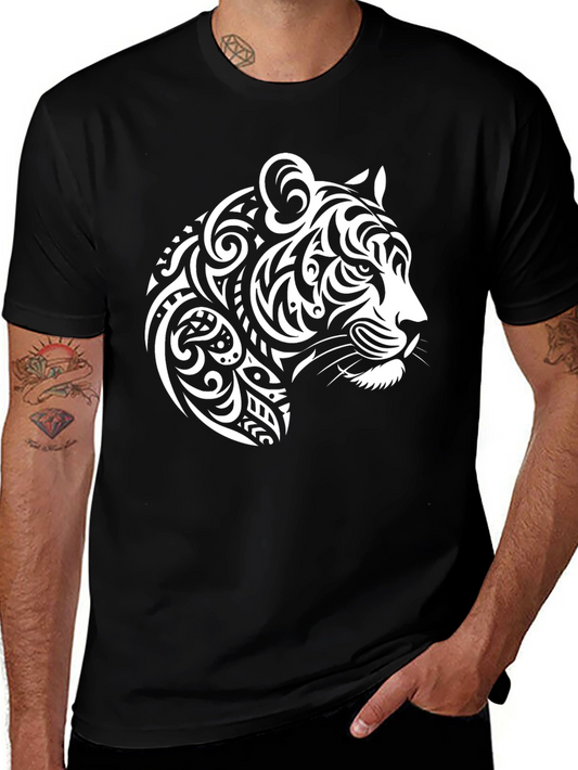 Tribal Tiger Graphic Tee - Bold Black T-Shirt