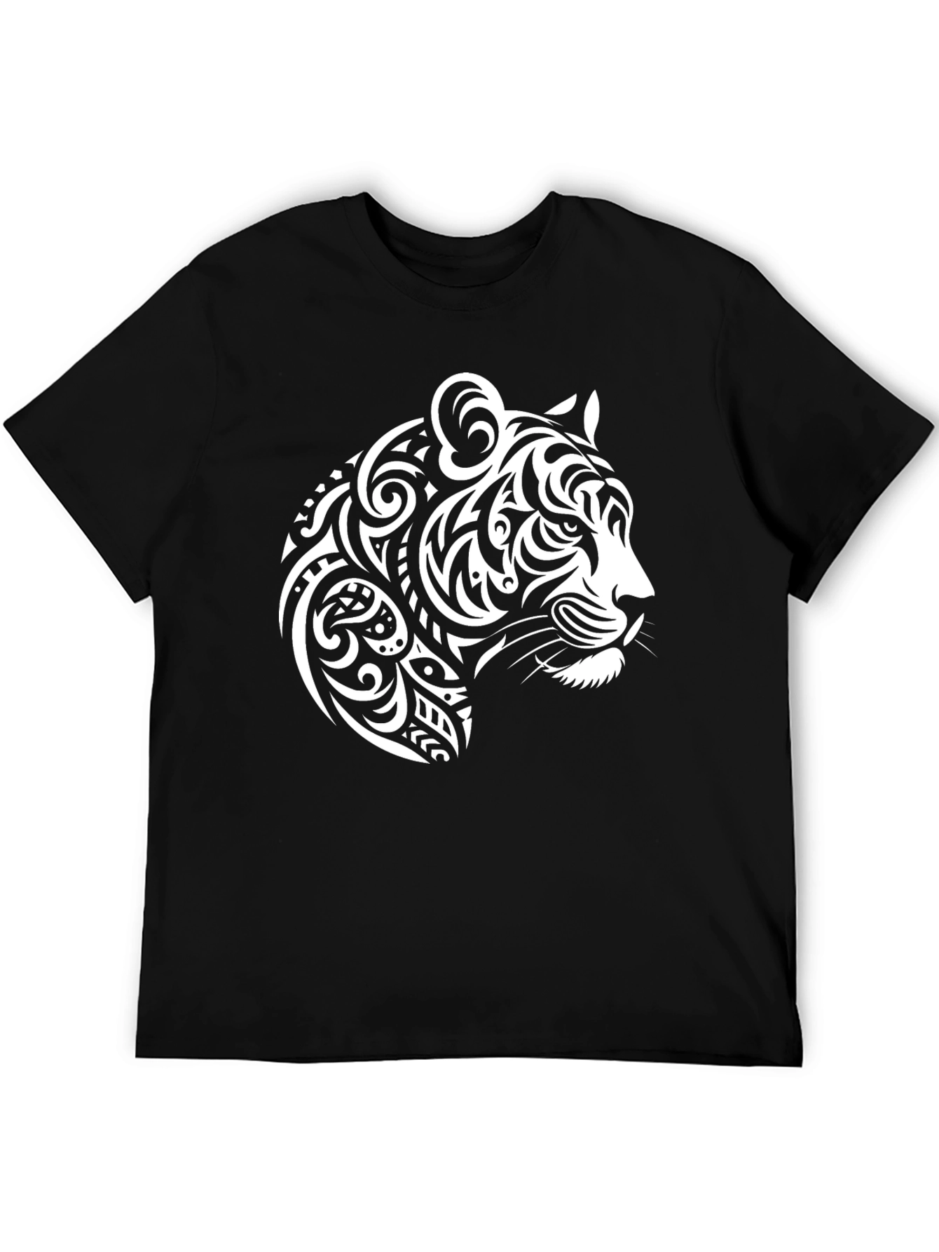 Tribal Tiger Graphic Tee - Bold Black T-Shirt