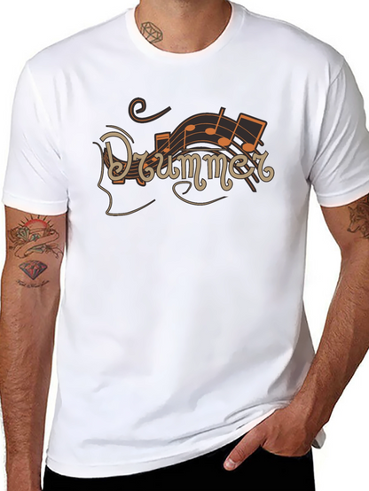 Drummer Music Notes Graphic Tee