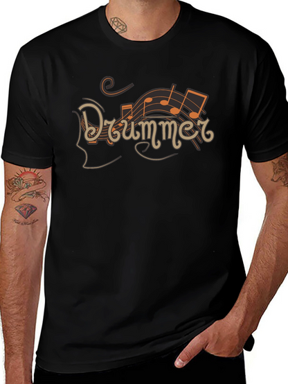 Drummer Music Notes Graphic Tee