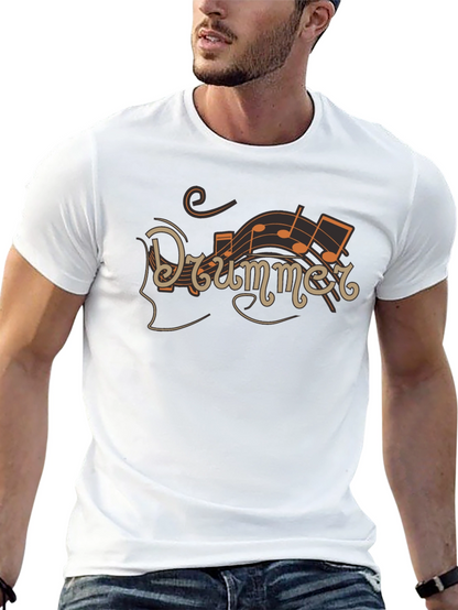 Drummer Music Notes Graphic Tee