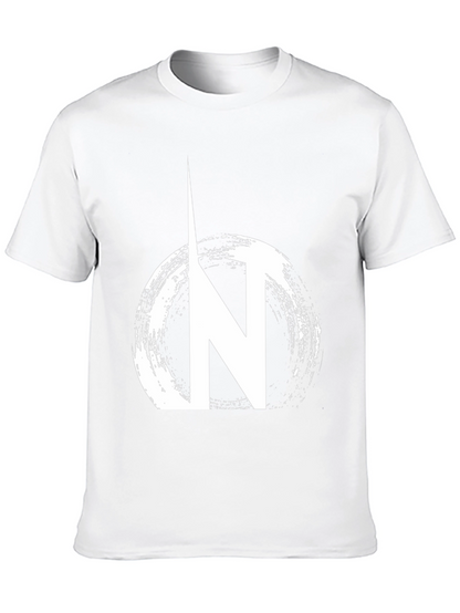 Black Graphic Tee: N Circle Design Casual Wear