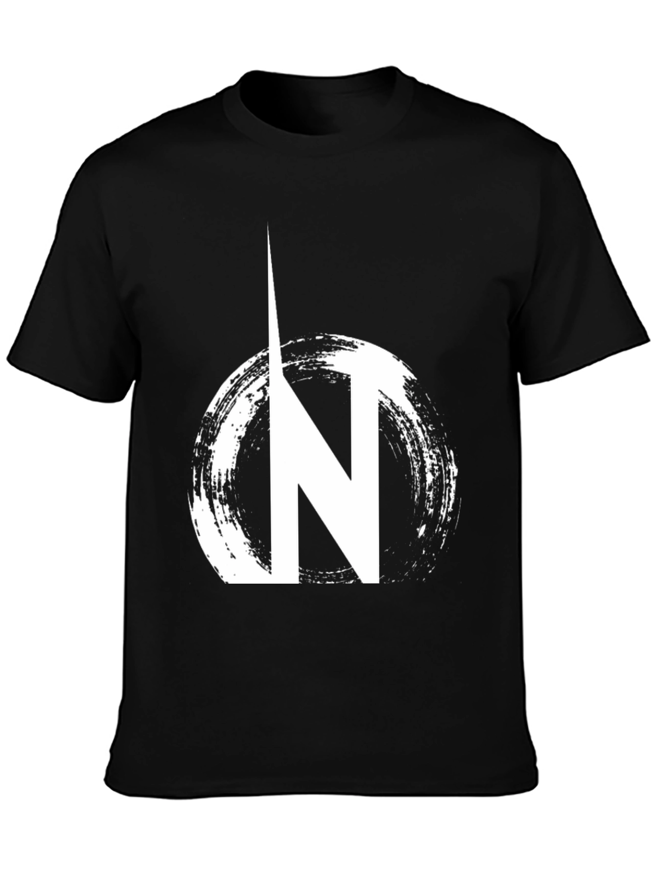 Black Graphic Tee: N Circle Design Casual Wear