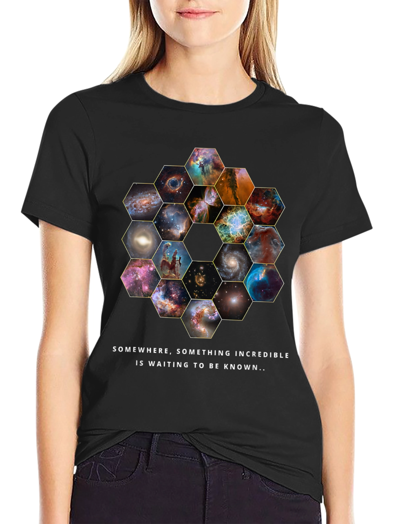Cosmic Hexagon T-Shirt - Explore the Universe!