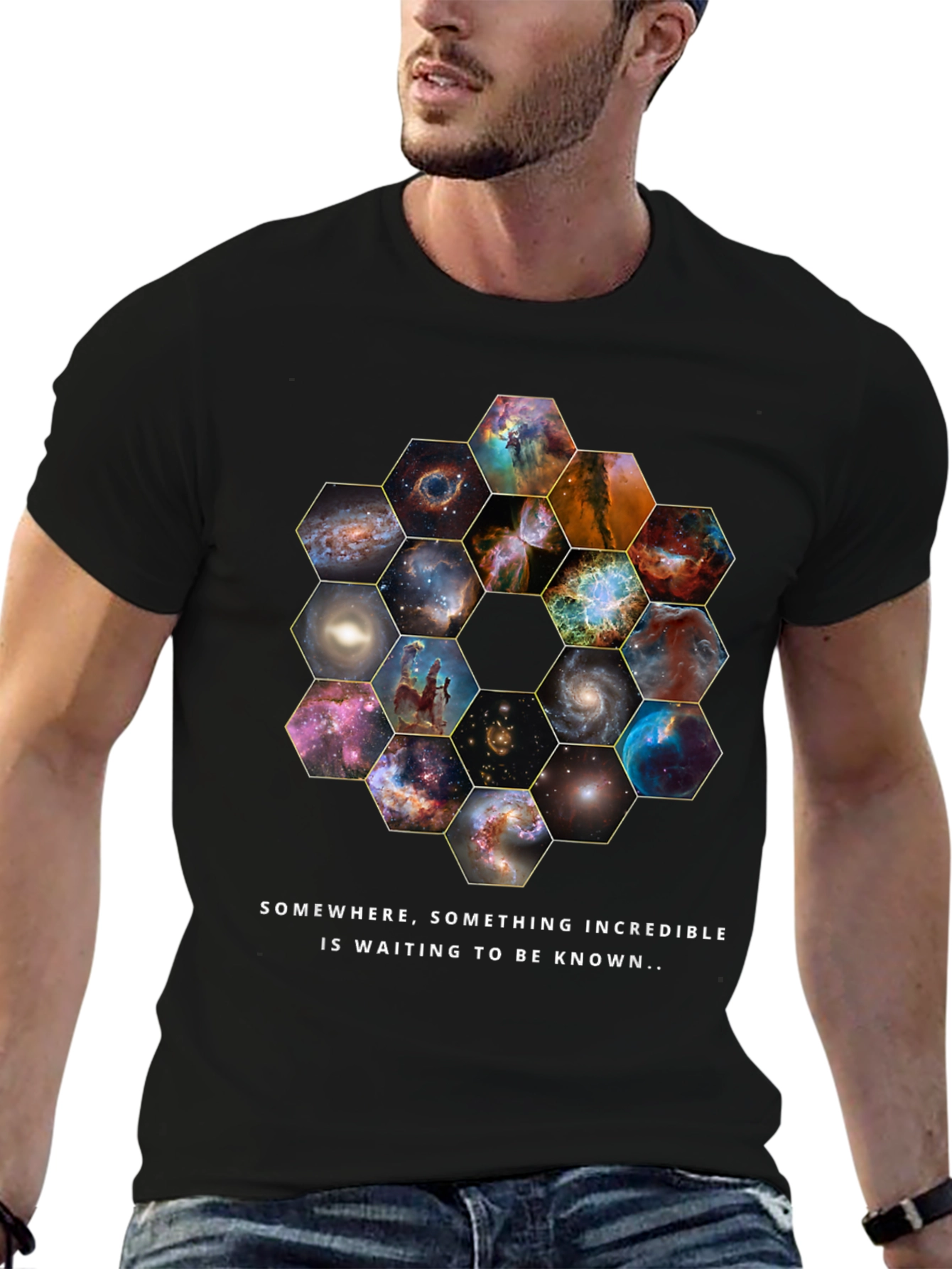 Cosmic Hexagon T-Shirt - Explore the Universe!