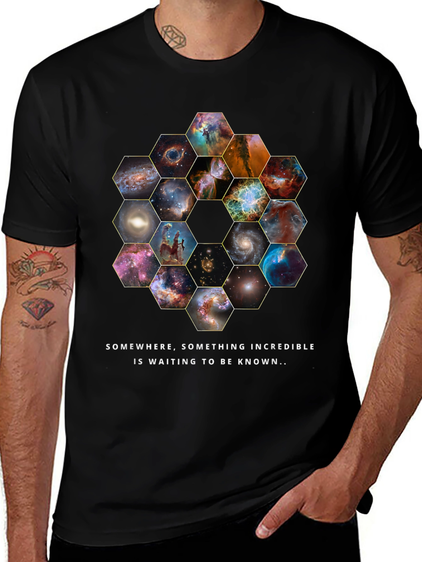 Cosmic Hexagon T-Shirt - Explore the Universe!