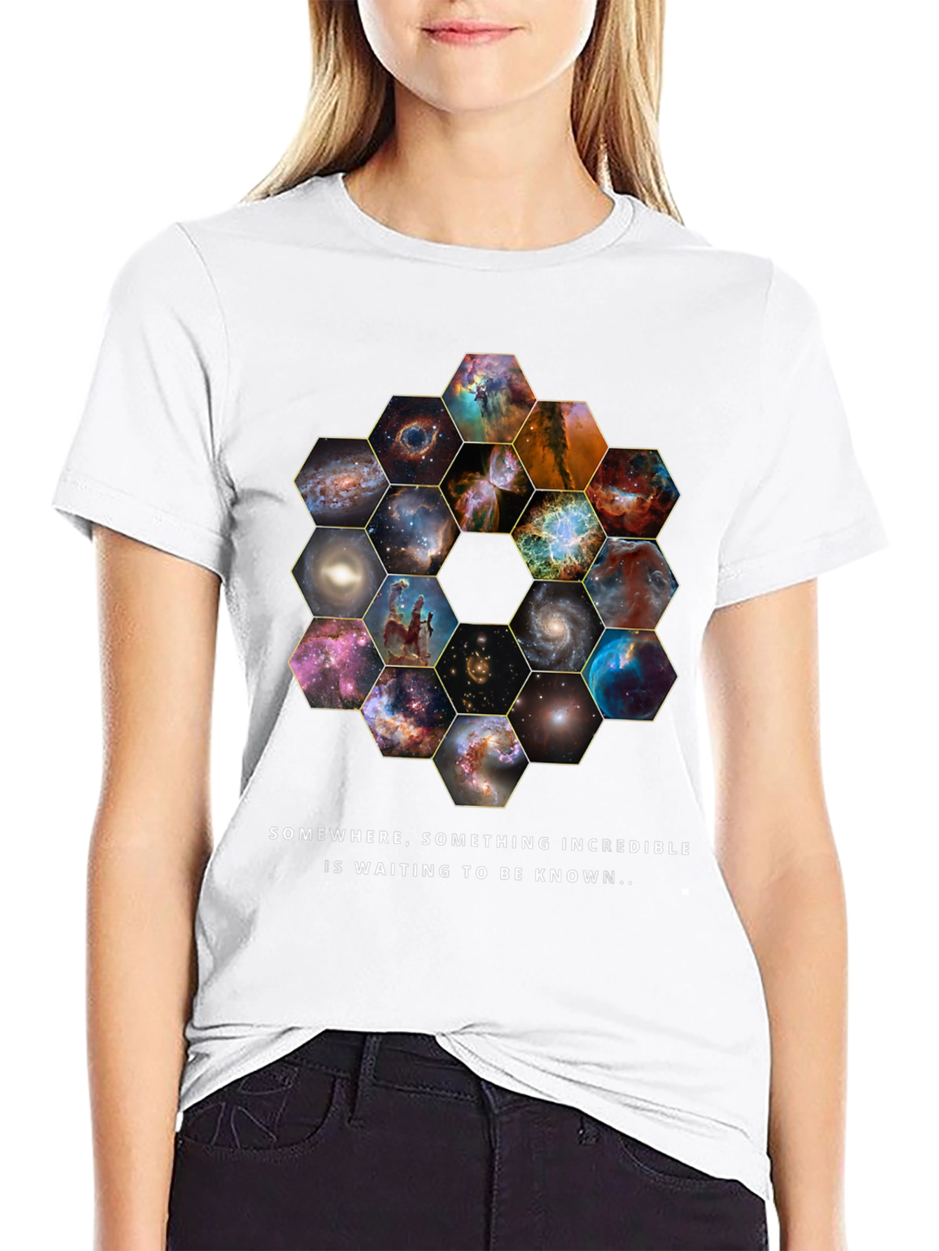 Cosmic Hexagon T-Shirt - Explore the Universe!