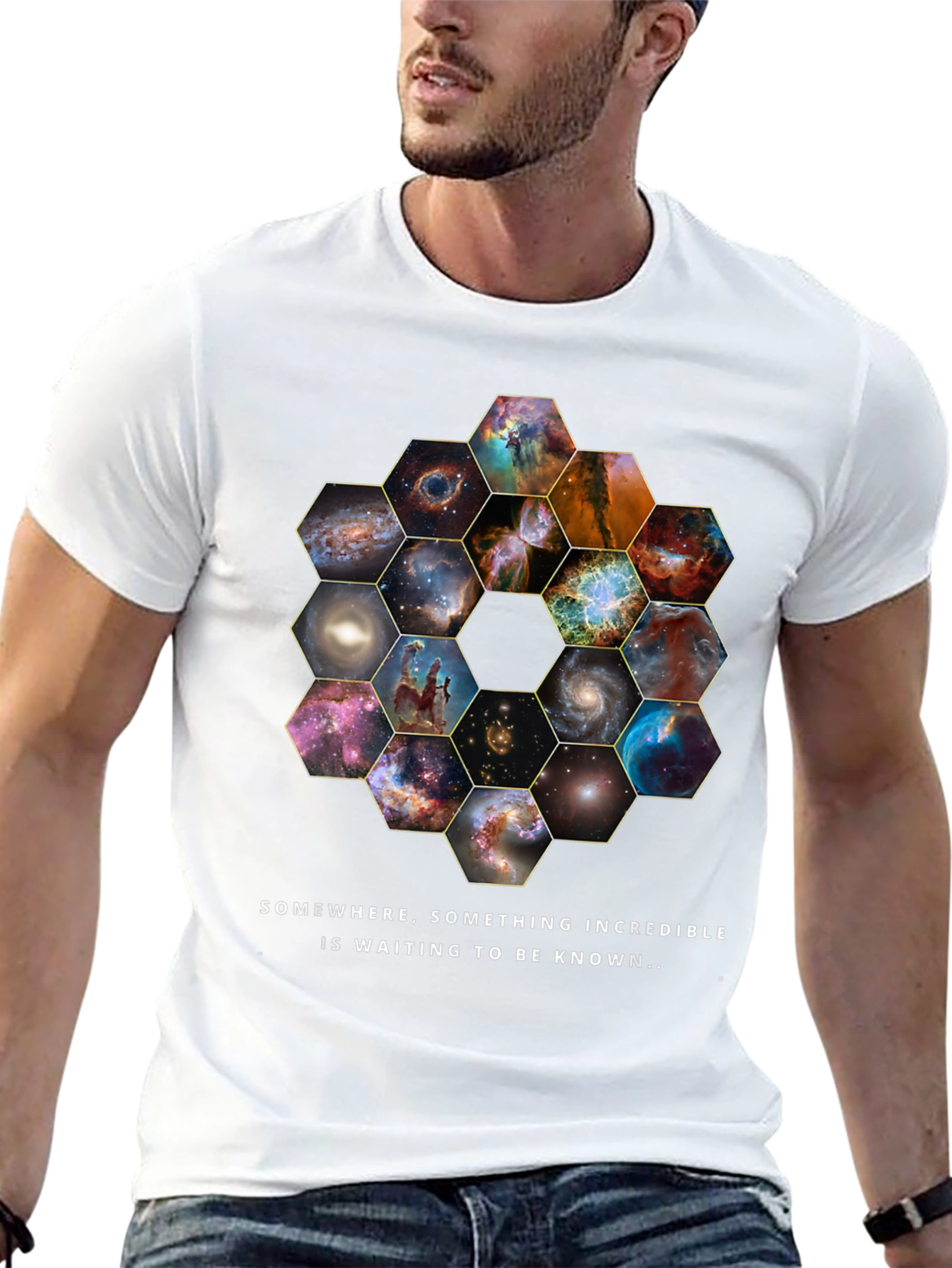 Cosmic Hexagon T-Shirt - Explore the Universe!