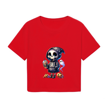 Cool Skeleton Skull Iced Coffee Halloween Crop Top