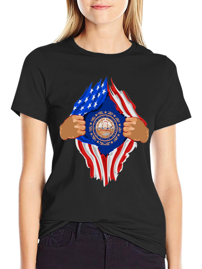 New Hampshire USA Flag Ripped T-Shirt