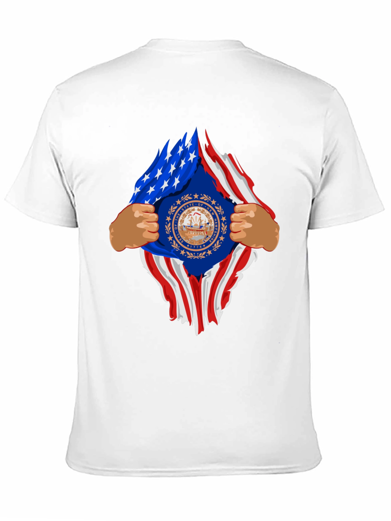 New Hampshire USA Flag Ripped T-Shirt