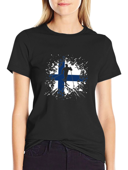 Finland Flag Skiing T-Shirt