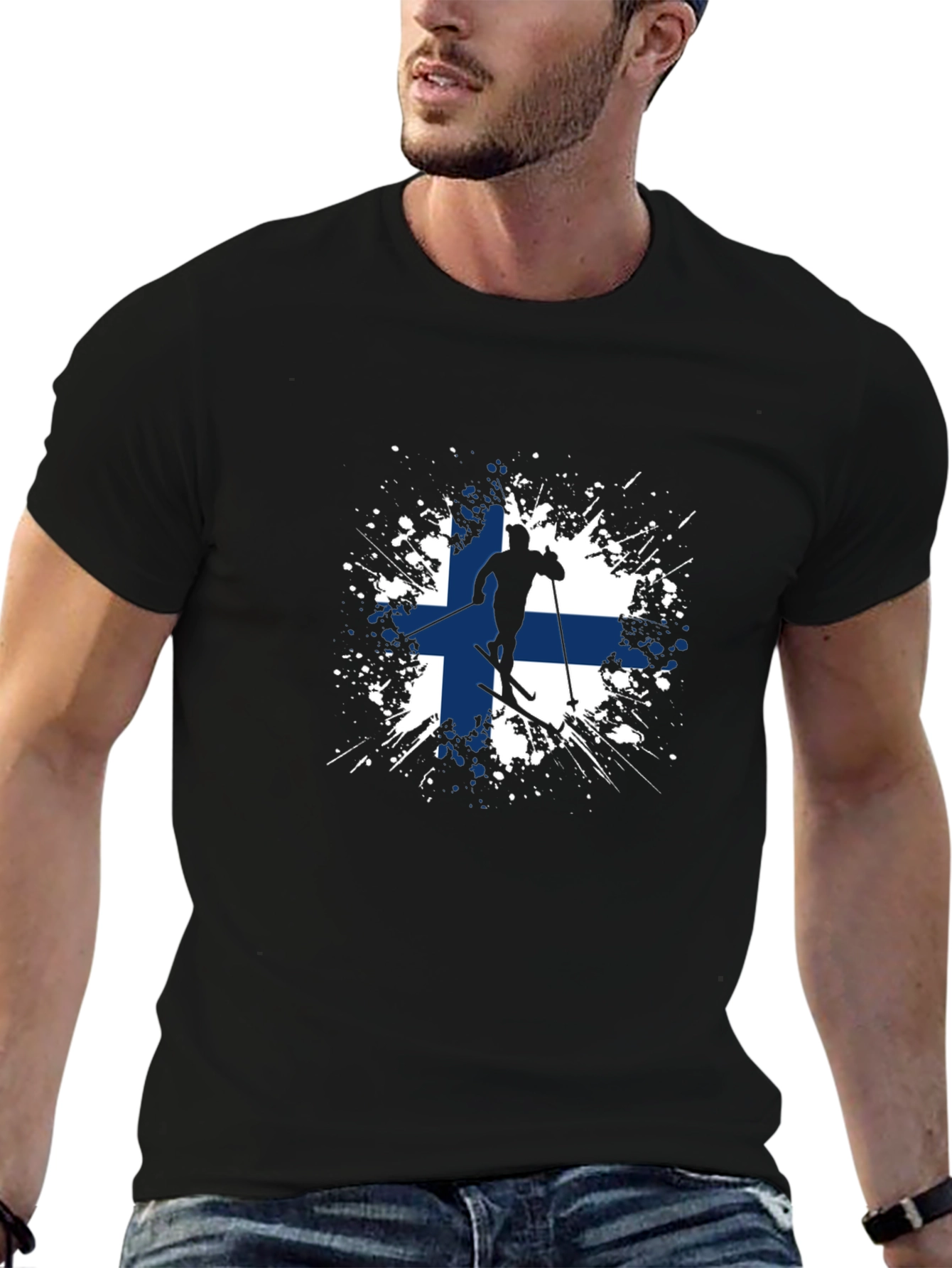 Finland Flag Skiing T-Shirt