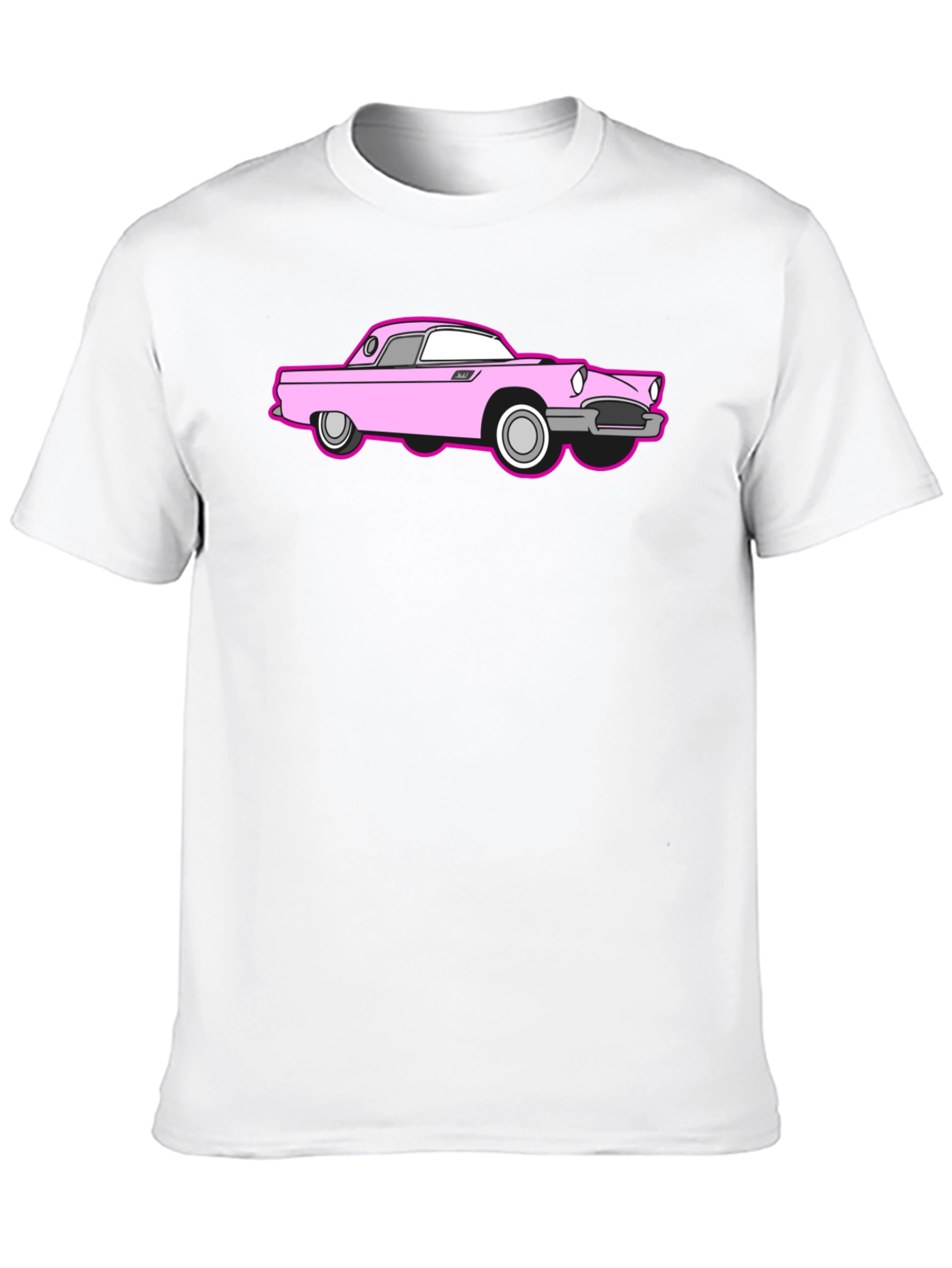 Pink Car Graphic Black T-Shirt