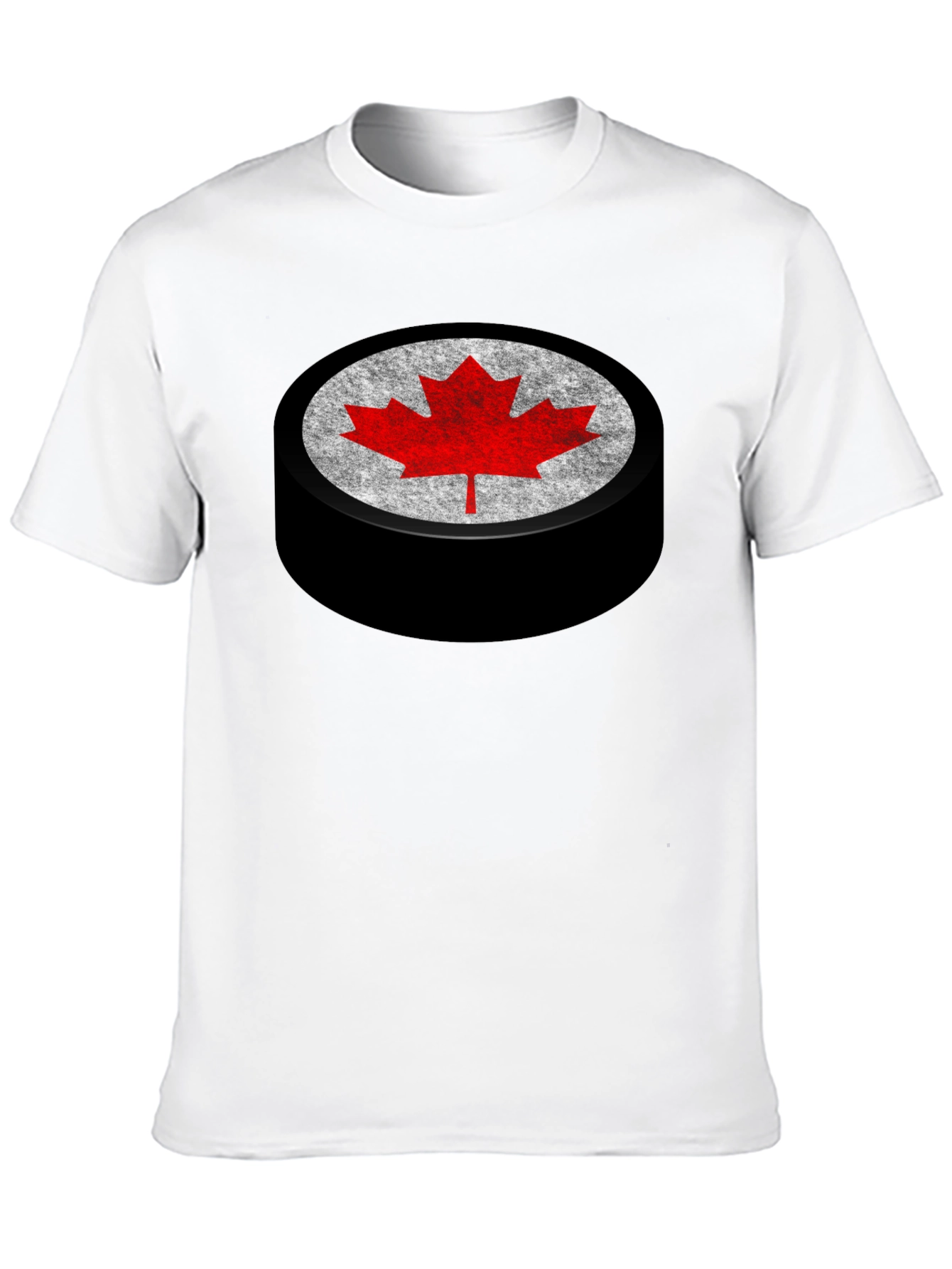 Canadian Hockey Puck Maple Leaf Graphic Tee