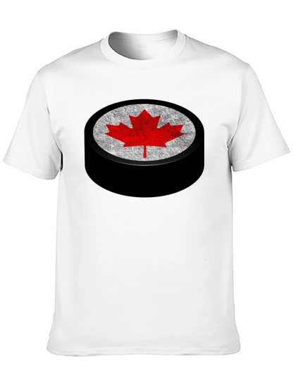 Canadian Hockey Puck Maple Leaf Graphic Tee