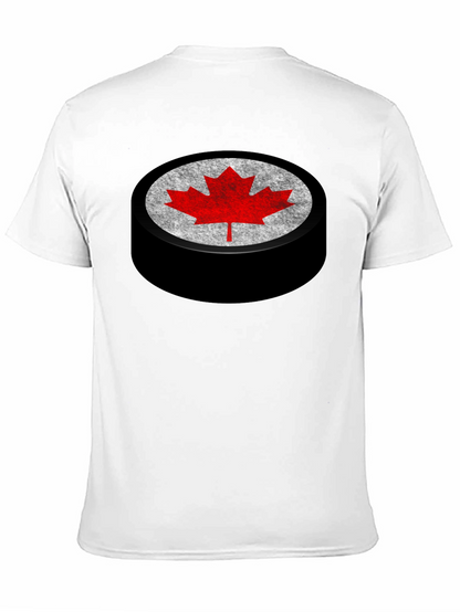 Canadian Hockey Puck Maple Leaf Graphic Tee