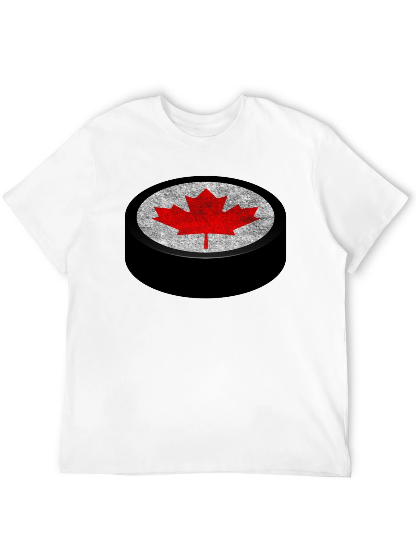 Canadian Hockey Puck Maple Leaf Graphic Tee