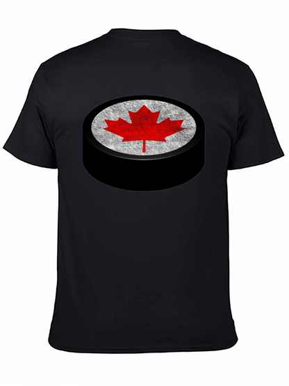 Canadian Hockey Puck Maple Leaf Graphic Tee