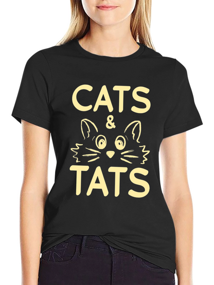 Cats & Tats Graphic Tee - Black Crewneck T-Shirt