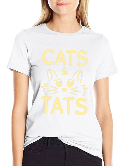 Cats & Tats Graphic Tee - Black Crewneck T-Shirt