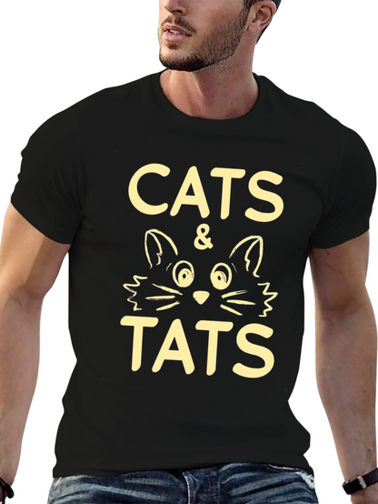 Cats & Tats Graphic Tee - Black Crewneck T-Shirt