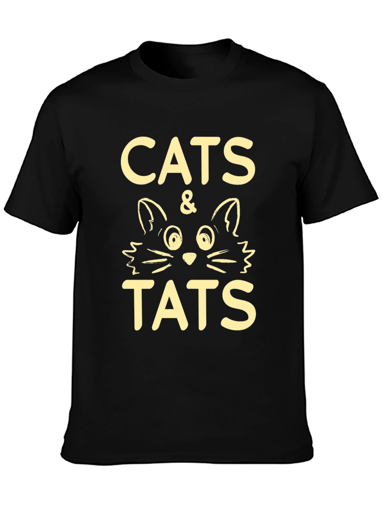 Cats & Tats Graphic Tee - Black Crewneck T-Shirt