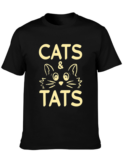 Cats & Tats Graphic Tee - Black Crewneck T-Shirt