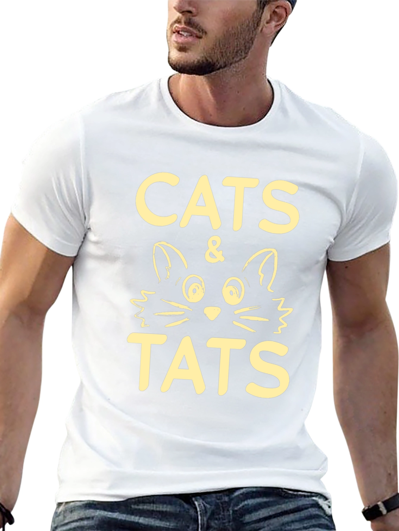Cats & Tats Graphic Tee - Black Crewneck T-Shirt