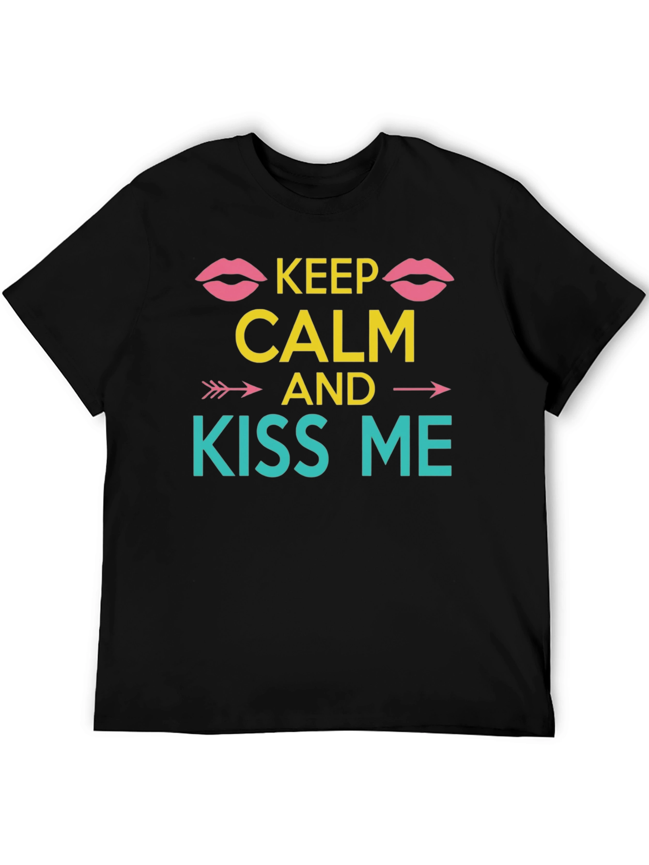Keep Calm and Kiss Me Graphic Tee - Black