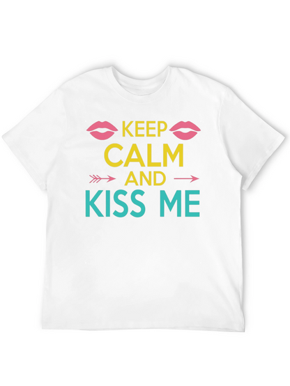 Keep Calm and Kiss Me Graphic Tee - Black