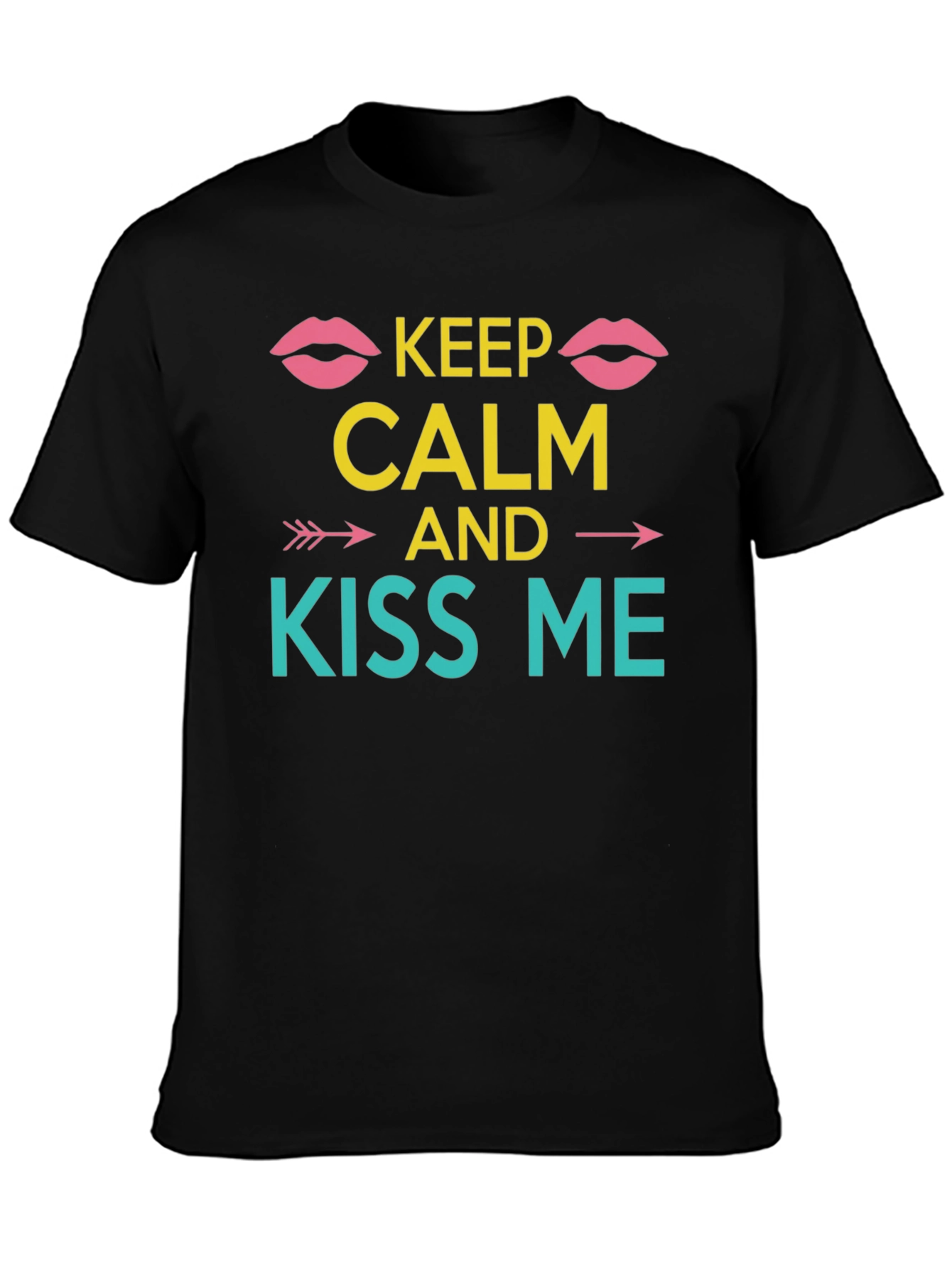 Keep Calm and Kiss Me Graphic Tee - Black