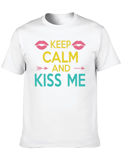 Keep Calm and Kiss Me Graphic Tee - Black