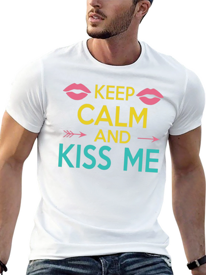 Keep Calm and Kiss Me Graphic Tee - Black