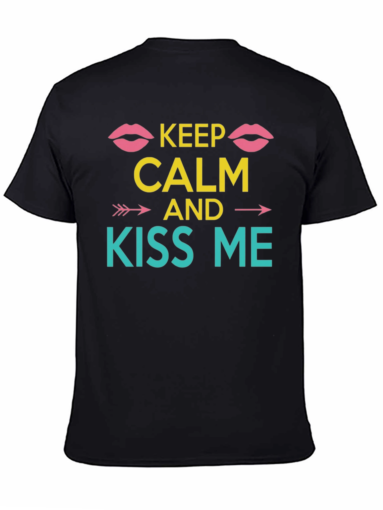 Keep Calm and Kiss Me Graphic Tee - Black