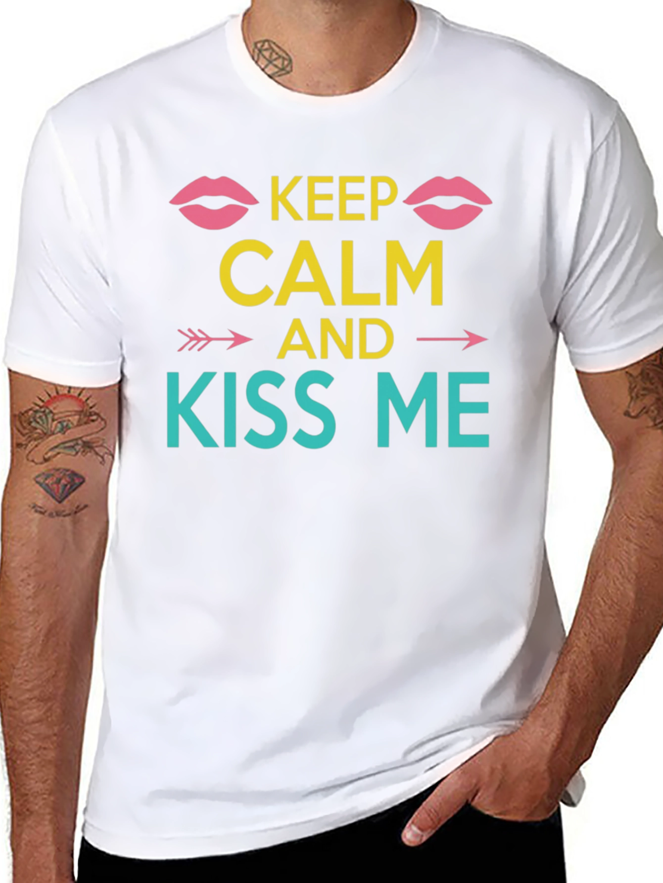 Keep Calm and Kiss Me Graphic Tee - Black