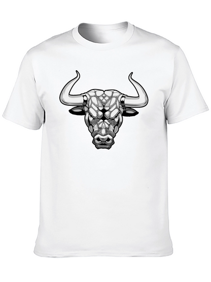 Geometric Bull Head Black T-Shirt