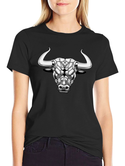 Geometric Bull Head Black T-Shirt