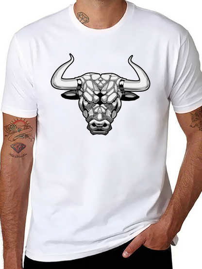 Geometric Bull Head Black T-Shirt