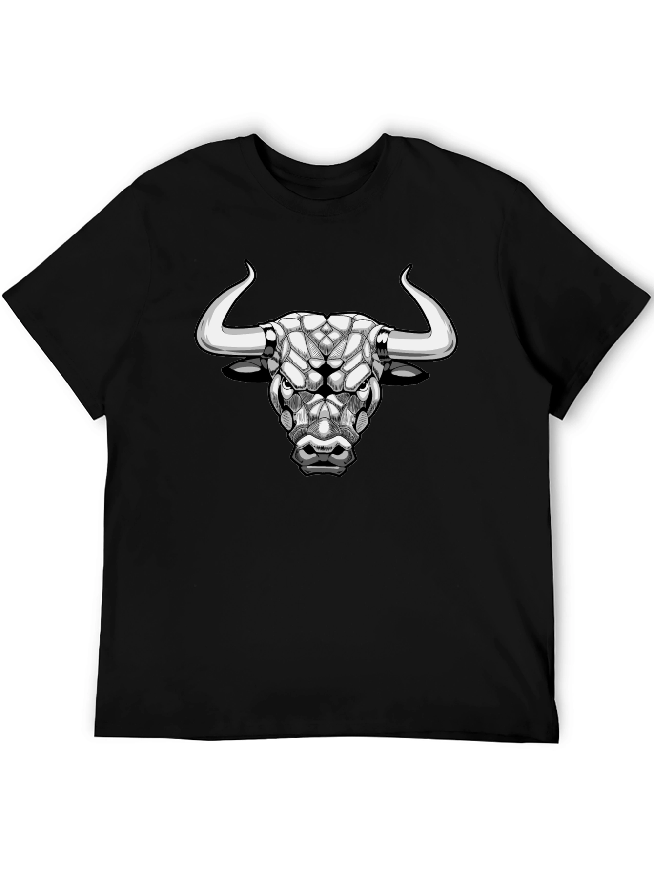 Geometric Bull Head Black T-Shirt