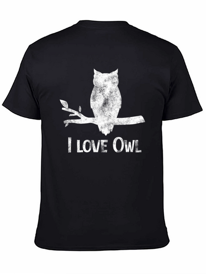 I Love Owl Graphic T-Shirt - Black
