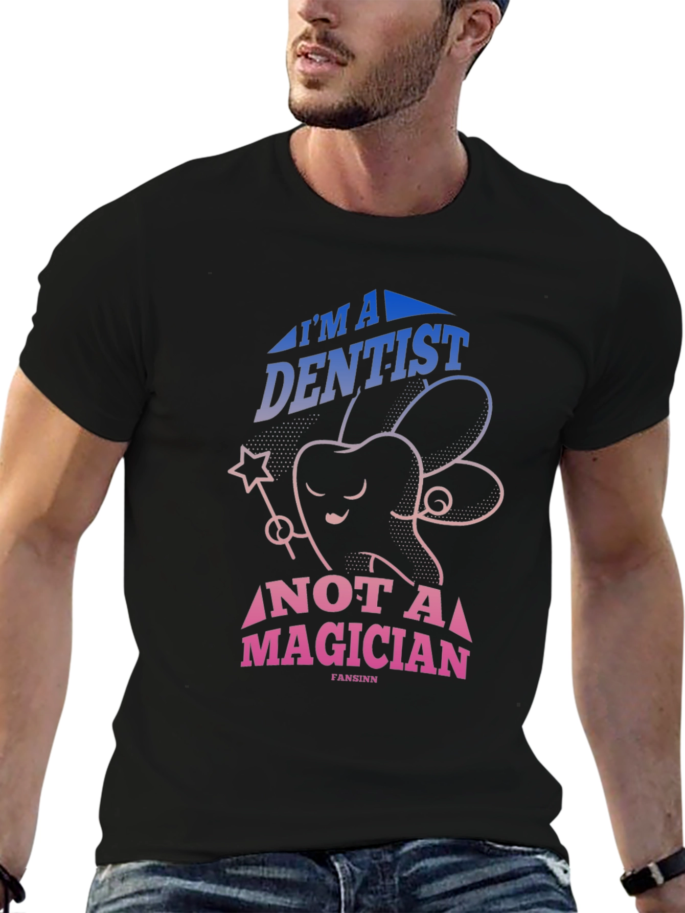 Dentist Not Magician Graphic Tee - Black Cotton T-Shirt