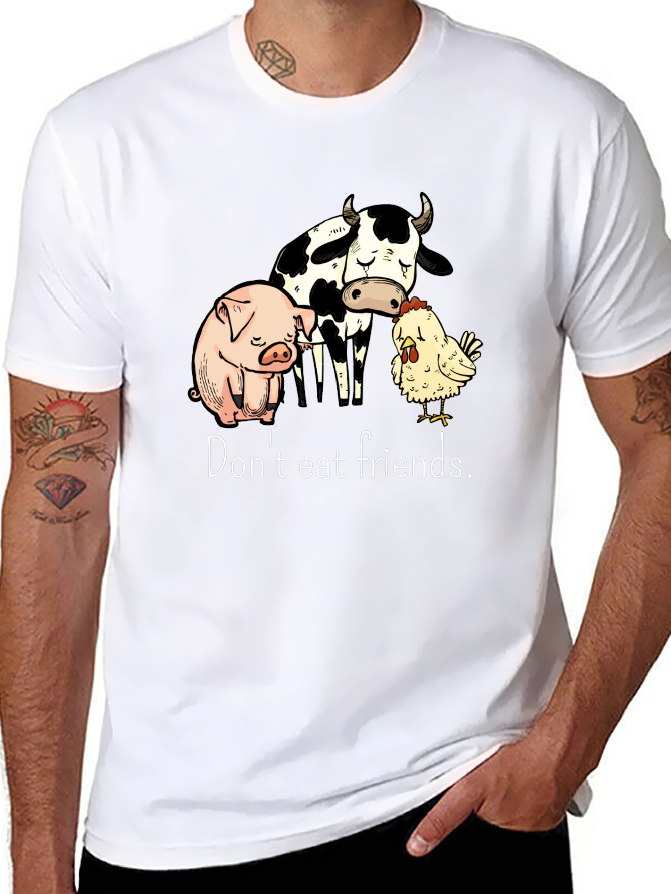 Vegan T-Shirt: Dont Eat Friends - Black