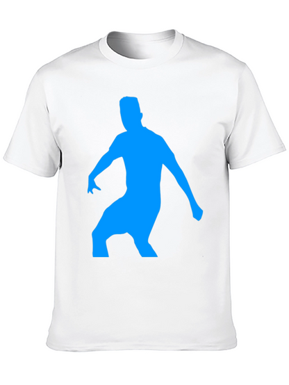 Black T-Shirt with Blue Silhouette Graphic