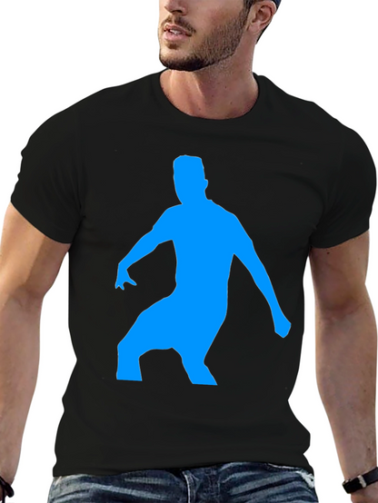 Black T-Shirt with Blue Silhouette Graphic