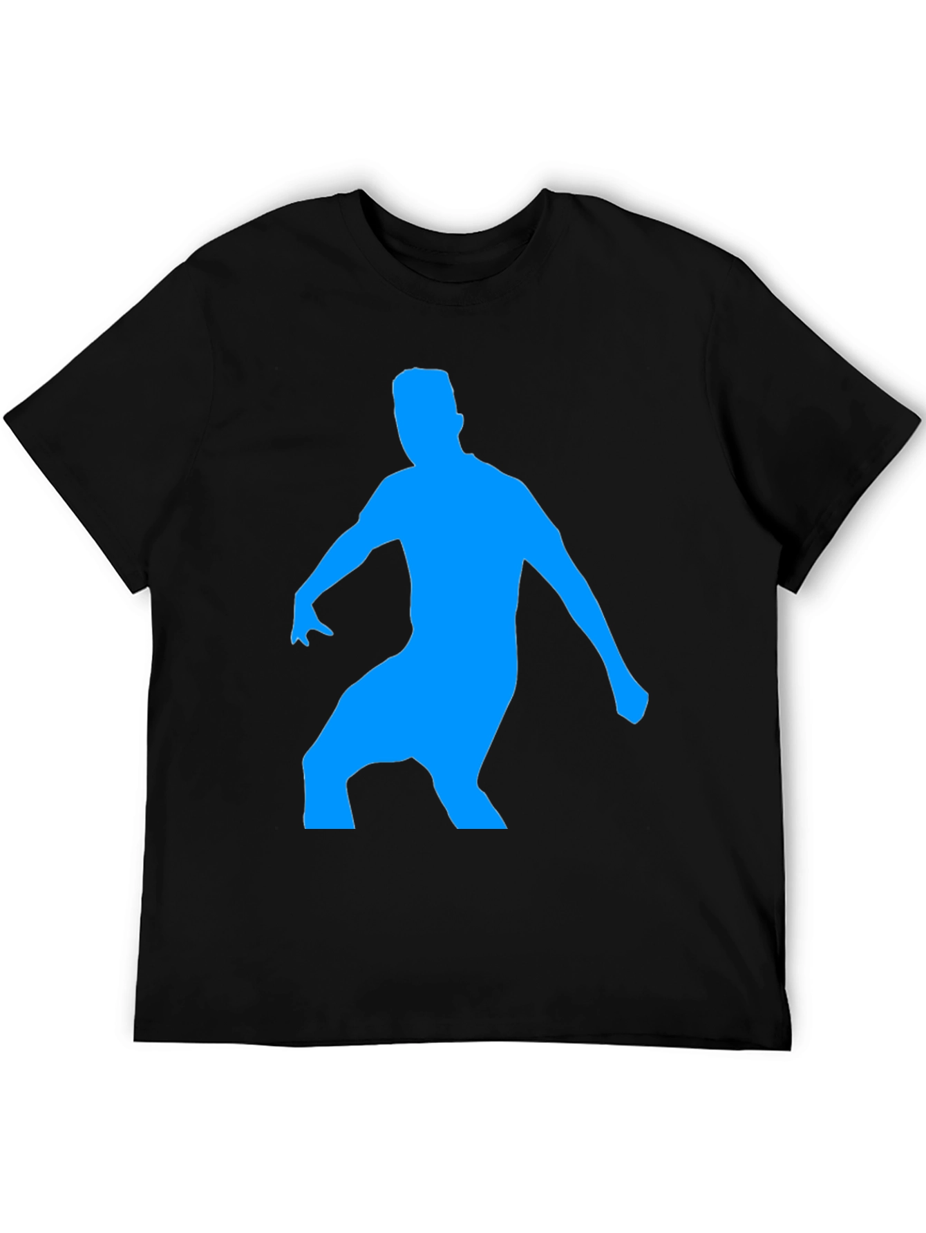 Black T-Shirt with Blue Silhouette Graphic