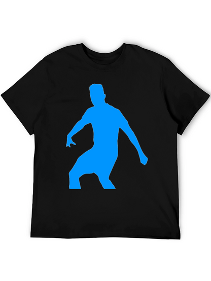 Black T-Shirt with Blue Silhouette Graphic